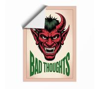 Bad Thoughts Retro Unframed Wall Art Print A3 (42×29.7cm), Wall Decor for Living Room, Bedroom, Office & Home, Art Gift