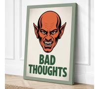 Bad Thoughts Typography Canvas Wall Art Print 30x20 Inch (76 x 51 cm)