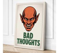 Bad Thoughts Typography Canvas Wall Art Print 36x24 Inch
