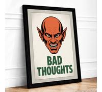 Bad Thoughts Typography Framed Wall Art Print A1 (84.1×59.4cm) Black, Wall Decor for Living Room, Bedroom, Office & Home, Ready to Hang, Art Gift