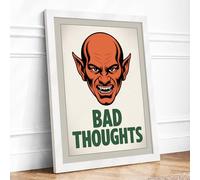 Bad Thoughts Typography Framed Wall Art Print A2 (59.4×42cm) White, Wall Decor for Living Room, Bedroom, Office & Home, Ready to Hang, Art Gift