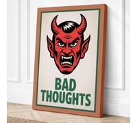 Bad Thoughts Vintage Canvas Wall Art Print 18x12 Inch (46 x 30 cm)