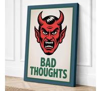 Bad Thoughts Vintage Canvas Wall Art Print 24x16 Inch (61 x 41 cm)