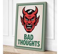 Bad Thoughts Vintage Canvas Wall Art Print 36x24 Inch