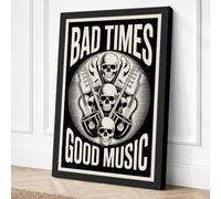 Bad Times Good Music Canvas Wall Art Print 24x16 Inch