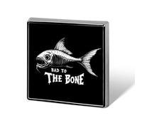 Bad To The Bone Fish Custom Lapel Pins Square Brooch Tie Suit Dress Accessories for Men Women Wedding Birthday