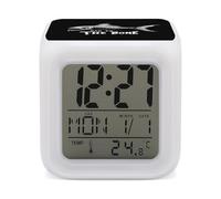 Bad To The Bone Fish Digital Alarm Clock Funny 7 Color Change Night Alarm Light Clocks for Sleep Sport Use