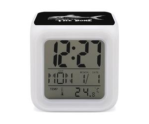 Bad To The Bone Fish Digital Alarm Clock Funny 7 Color Change Night Alarm Light Clocks for Sleep Sport Use