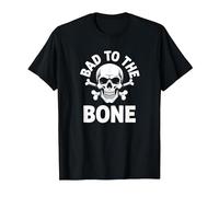 Bad to The Bone Skeleton Rocker Rebel Biker Attitude T-Shirt, Men, Black, Medium