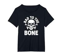 Bad to The Bone Skeleton Rocker Rebel Biker Attitude T-Shirt, Women's Plus, Black, 1X