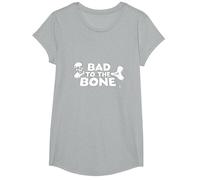 Bad to The Bone Skull Rebel Attitude Punk Rock T-Shirt, Girls, Heather Grey, Small