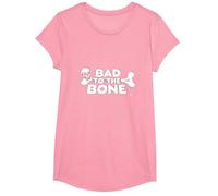 Bad to The Bone Skull Rebel Attitude Punk Rock T-Shirt, Girls, Pink, Large