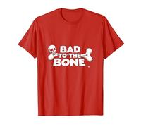 Bad to The Bone Skull Rebel Attitude Punk Rock T-Shirt, Men, Red, XXL