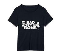 Bad to The Bone Skull Rebel Attitude Punk Rock T-Shirt, Women's Plus, Black, 6X