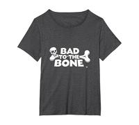 Bad to The Bone Skull Rebel Attitude Punk Rock T-Shirt, Women's Plus, Dark Heather Grey, 1X