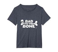Bad to The Bone Skull Rebel Attitude Punk Rock T-Shirt, Women's Plus, Heather Blue, 5X