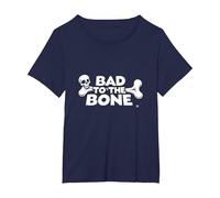 Bad to The Bone Skull Rebel Attitude Punk Rock T-Shirt, Women's Plus, Navy, 3X