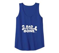 Bad to The Bone Skull Rebel Attitude Punk Rock Tank Top, Women, Royal Blue, L