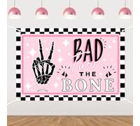 Bad Two The Bone Birthday Backdrop,Rock and Roll Music Themed 2nd Birthday Party Decorations for 2 Year Old MusicThemed Birthday Party Photography Background