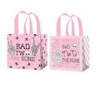 Bad Two The Bone Birthday Party Supplies Bad 2 The Bone Favor Bags 12Pcs Rock 2nd Birthday Non-Woven Gift Bags Rock n Roll Treat Bags for Rock Theme 2 Year Old Party Decor
