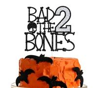 Bad Two the Bone Cake Topper, Boo Two, Two Spooky, Halloween Horror Happy 2nd Birthday Party Decorations