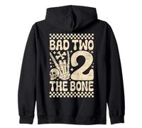 Bad Two The Bone Funny Pun 2 Years Old Birthday Zip Hoodie