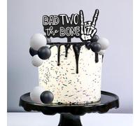 Bad Two the Bone Party Decorations Cake Topper Rock And Roll 2nd Birthday Party Decorations Cake Decor for Rock Music Theme 2 Year Old Birthday Parties