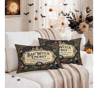 Bad Witch Energy Potion Bottles Throw Pillow Covers 12x20 Set of 2