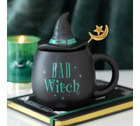 Something Different Wholesale Bad Witch Mug with Lid & Spoon | Ceramic Green Witch Hat Cup | Gothic Halloween Coffee Gift