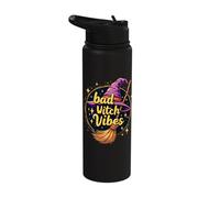 Bad Witch Vibes Halloween Spooky Witch Hat Magic Stainless Steel Insulated Water Bottle