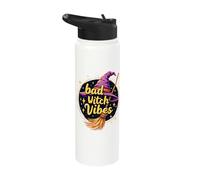 Bad Witch Vibes Halloween Spooky Witch Hat Magic Stainless Steel Insulated Water Bottle