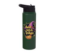 Bad Witch Vibes Halloween Spooky Witch Hat Magic Stainless Steel Insulated Water Bottle