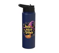 Bad Witch Vibes Halloween Spooky Witch Hat Magic Stainless Steel Insulated Water Bottle