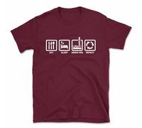 Bad Zebedee Eat Sleep Grow Veg Repeat Gardening T-Shirt (Maroon, L - 42"/44" Chest)