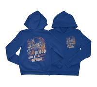 Bad Zebedee Kids Blood Sweat & Gears Motobike Hoodie (Royal Blue, XL - 34" Chest)