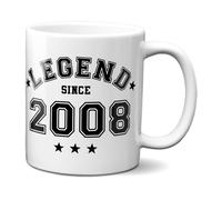 Bad Zebedee Legend Since 2008 18th Birthday Anniversary Mug in Black | Size: 300ml Bad Zebedee Black 300ml
