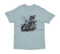 Bad Zebedee Men's Dirt Bike Rider T-Shirt in Light Blue | Size: Medium Bad Zebedee Light Blue M