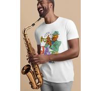 Bad Zebedee Men's Jazz It Up T-Shirt in White | Size: Large Bad Zebedee White L