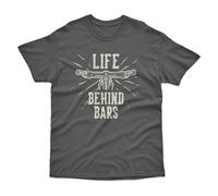 Bad Zebedee Men's Life Behind Bars Cyclist T-Shirt in Dark Grey | Size: Medium Bad Zebedee Dark Grey M