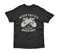 Bad Zebedee Men's Never Too Old for Bruises & Broken Bones Skateboard T-Shirt in Black | Size: XL Bad Zebedee Black XL