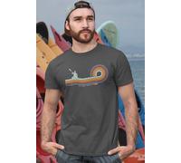 Bad Zebedee Men's Retro Lines Kayak T-Shirt in Dark Grey | Size: Medium Bad Zebedee Dark Grey M