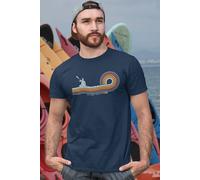 Bad Zebedee Men's Retro Lines Kayak T-Shirt in Navy | Size: Medium Bad Zebedee Navy M
