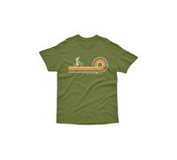 Bad Zebedee Men's Retro Lines Mountain Bike T-Shirt in Khaki | Size: Medium Bad Zebedee Khaki M