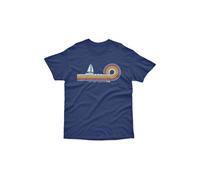 Bad Zebedee Men's Retro Lines Sailboat T-Shirt in Navy | Size: Medium Bad Zebedee Navy M