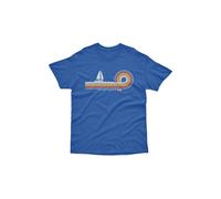 Bad Zebedee Men's Retro Lines Sailboat T-Shirt in Royal | Size: Medium Bad Zebedee Royal M
