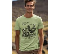 Bad Zebedee Men's Support Your Local Egg Dealer Chicken T-Shirt in Light Green | Size: Small Bad Zebedee Light Green S
