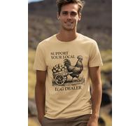 Bad Zebedee Men's Support Your Local Egg Dealer Chicken T-Shirt in Light Sand | Size: 2XL Bad Zebedee Light Sand 2XL