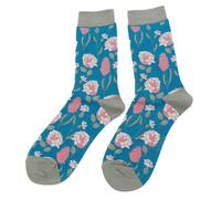 Bad Zebedee Miss Sparrow Botany Women's Floral Bamboo Socks (Teal)