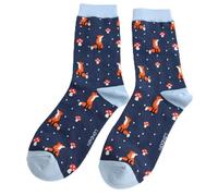 Bad Zebedee Miss Sparrow Fox & Toadstool Women's Bamboo Socks (UK, Numeric, 3, 7, Regular, Regular, Navy Blue)
