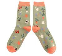 Bad Zebedee Miss Sparrow In The Allotment Women's Bamboo Socks (UK, Numeric, 3, 7, Regular, Regular, Moss Green)